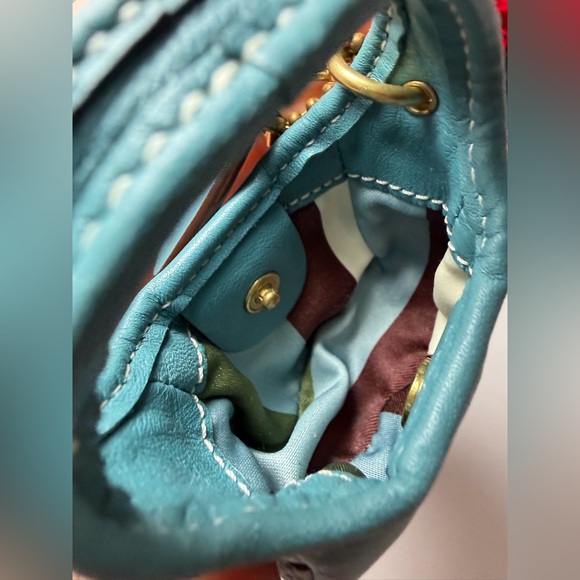 Vintage Coach Mini Hobo Ergo Key Ring/Bag Charm Blue Leather Mini Bag - Picture 11 of 13